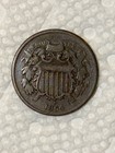 1864 Us 2 Cent Copper Coin Philadelphia Business Strike Circulated 