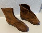 Antique Early Doll Shoes Soft Leather Heeled Boots