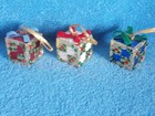 3 Vintage Handmade Sequin Gift Presents Christmas Ornaments