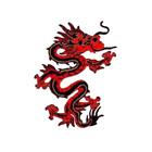 Red And Black Large Asian Dragon Embroidered  2-pack  Iron-on Patch