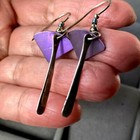 Sterling Silver Vintage Modernist Purple Dangle Earrings Estate Jewelry Unusual