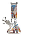 8in Rick Glass Bong Hookah Water Pipe Smoking Beaker Bubbler Shishabongs 14mm Us