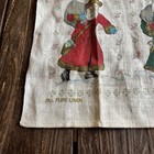 Vintage Christmas Tea Towel Old World Santa Print All Pure Linen Retro Holiday