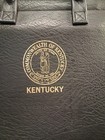 Rare Find Hazel Leather Messenger Bag Commonwealth Of Kentucky Seal Look 18x11