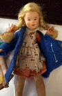 2 Vintage Erna Meyer Dollhouse Miniature Girls In Outdoor Clothing  Zz958