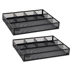 Office Drawer Organizer Set Of 2 Metal Utensil Storage Efficient Workspace Black
