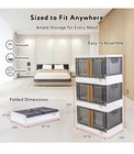 8 5gal Foldable Storage Container W  Lids Doors Stackable Organizer Bins