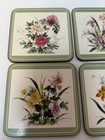 Vtg Pimpernel Coasters Set Of 6 Oriental Floral Cork Back Made In England Boxed
