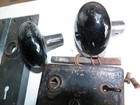 Antique Mortise Lock Set Black Porcelain Knobs Back Plates Strike Plate Works
