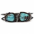 Vintage Native American Navajo Sterling Silver Beautiful Turquoise Cuff Bracelet