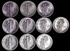 Lot Of 25 Coins Au   Unc Mercury Silver Dimes Some D And S Mint Free Shipping