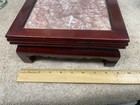 Chinese Hand Carved Cherry Wood Banzai Pink Marble Top Display Table Vintage