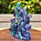 2 93lb Natural Dreamy Fluorite Nine Tailed Fox Hand Carved Specimen Healing