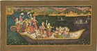 Indo-persian Miniature     Royal Couple On Boat  Dancers   Musicians Scene15 5x8 