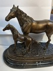 2004 Delaware Park Bronze Statue Of Mare And Her Foal