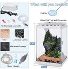 Fedour 1 Gal Glass Aquarium Kit  Desktop Betta Fish Tank W pump  Led  Decor