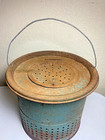 Vintage Galvanized Metal Minnow Bucket - Blue Patina And Rust