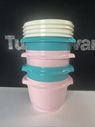 Tupperware Servalier Bowl Set Of 4 New 20oz  Pink And Teal With White Seals New