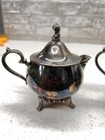 Vintage Oneida Silver Plate Baronet Creamer And Cauldron Sugar Bowl Patina