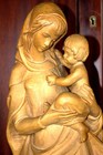 Antique 21 5  Hand Carved Wood Catholic Virgin Mary Our Lady Jesus Statue Figure