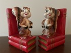 Vintage Bookends Squirrels On Red Books Set Of 2 As Pictured Mid Century Style