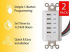 2 In-wall Auto Power Shut Off Timer 1-2-4-8 Hour Preset Countdown Wall Switch
