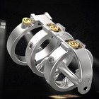 Stainless Steel Male 2 0 Chastity Device Hinged Cage Punk Style Metal Lock Belt