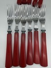 Vintage Cherry Red Bakelite 21 Pc Flatware Fork Dinner Knife Cutlery
