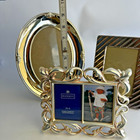 Vintage Assorted Lot Of 3 Small Picture Frames Silver Rectangle Oval 4x6 2x3 Etc