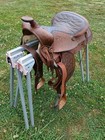 Vintage Big Horn Tooled Brown Leather  Western Saddle Usa Trail Show Bighorn
