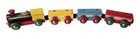Vintage Brio 4 Pcs Colorful Wooden Train Set Magnetic Couplers Made In Sweden 