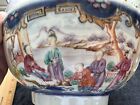 Antique Chinese Porcelain Qianlong Canton Export Punch Bowl Old Repair Very Fine