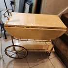 Vintage 1960s Aldo Tura Serving Bar Cart Italian Lacquered Parchment Drop Leaf