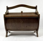    vintage Wooden Sewing Box Thread Caddy Tilt Lid W  Wooden Spools Storage 
