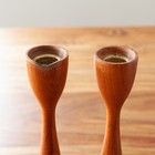 Vintage Danish Modern Teak Wood Candle Holders   Mid-century   Mcm