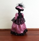 Dollhouse Victorian Doll Porcelain Fancy Lavender Lacy Dress And Hat 1 12 Scale
