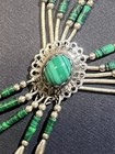 Vintage  Navajo Malachite  Liquid Silver 5 Strand Necklace   Earrings Set