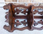 Antique Victorian Carved Fretwork Walnut 3 Tier Leaf Vine Corner Wall Shelf