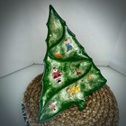 Vtg Mcm Atlantic Mold Christmas Tree Snack Tray Dish Hand Painted Holiday Kitsch