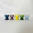 Le Creuset Egg Cups Set Of 5     Rainbow Stoneware Colorful Breakfast Set