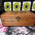 Rare Vtg Cedar Wood Jewelry Box Rococo Court Mirror Unused W  Lock Pack Nos