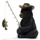 Black Bear Fishing Figurine - Summer Home   Office Decor  Wildlife Collectible