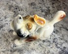 Vintage 1960   s Mid-century Porcelain Happy Dog Ceramic Figurine  Made In Japan