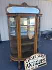 65990   Antique Victorian Oak Curio China Cabinet W  Mirror Splash
