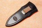 Custom Black Leather Boot Leg Sheath W clip  measures 7  X 2 1 4  