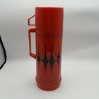 Vtg Aladdin Vanguard Thermos 1 Quart Red Black Diamond Mid Century Modern Mcm