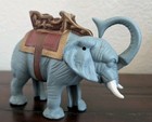 Vintage Cast Iron Elephant Mechanical Coin Bank Trunk Up Howdah Saddle Figurine