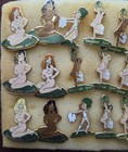 Vintage Risque Lot Of 17 Pennsylvania Jaycees Girlie Cheerleader Pins