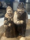 Lot Of 5 Vintage Denmark Chalkware Grandma Grandpa Folk Art Sailor Pipe Old