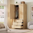 Wardrobe Closet With 2 Doors And 3 Drawers Bedroom Armoire White Black Natural